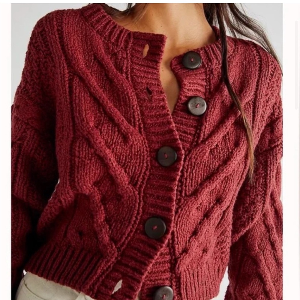 Free People Bonfire Cardi in a rich Burgundy Red - Women’s Medium